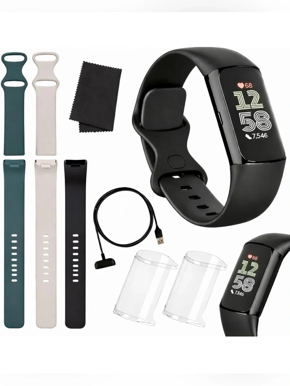 NIB Fitbit Charge 6 Fitness Tracker Bundle - Black